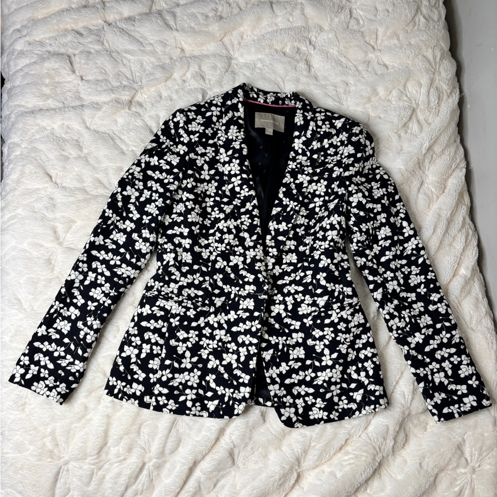 Banana Republic Black and White Floral Blazer